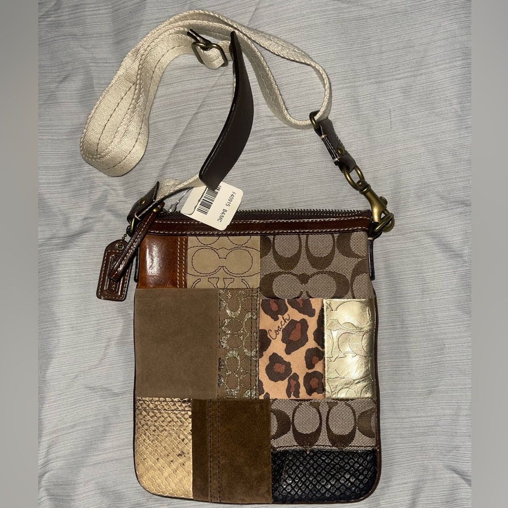 COACH Patchwork Animal Print Messenger CrossBody Shoulder Bag